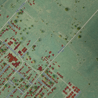 Second close-up of the map of Sweeny, Texas print showing more streets and buildings