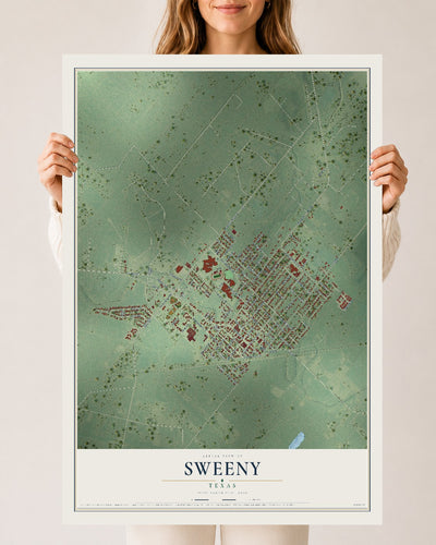 Map of Sweeny, Texas, 24 x 36 inch unframed archival matte print
