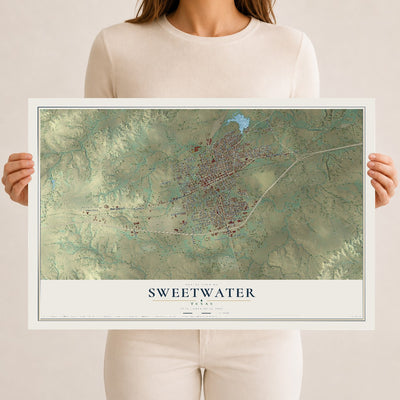 Map of Sweetwater, Texas, 12 x 18 inch unframed archival matte print