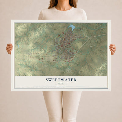 Map of Sweetwater, Texas, 24 x 36 inch unframed archival matte print