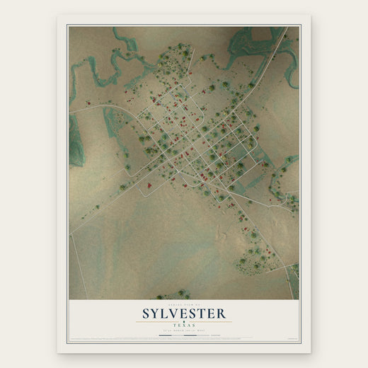 Sylvester, Texas map print, the full design