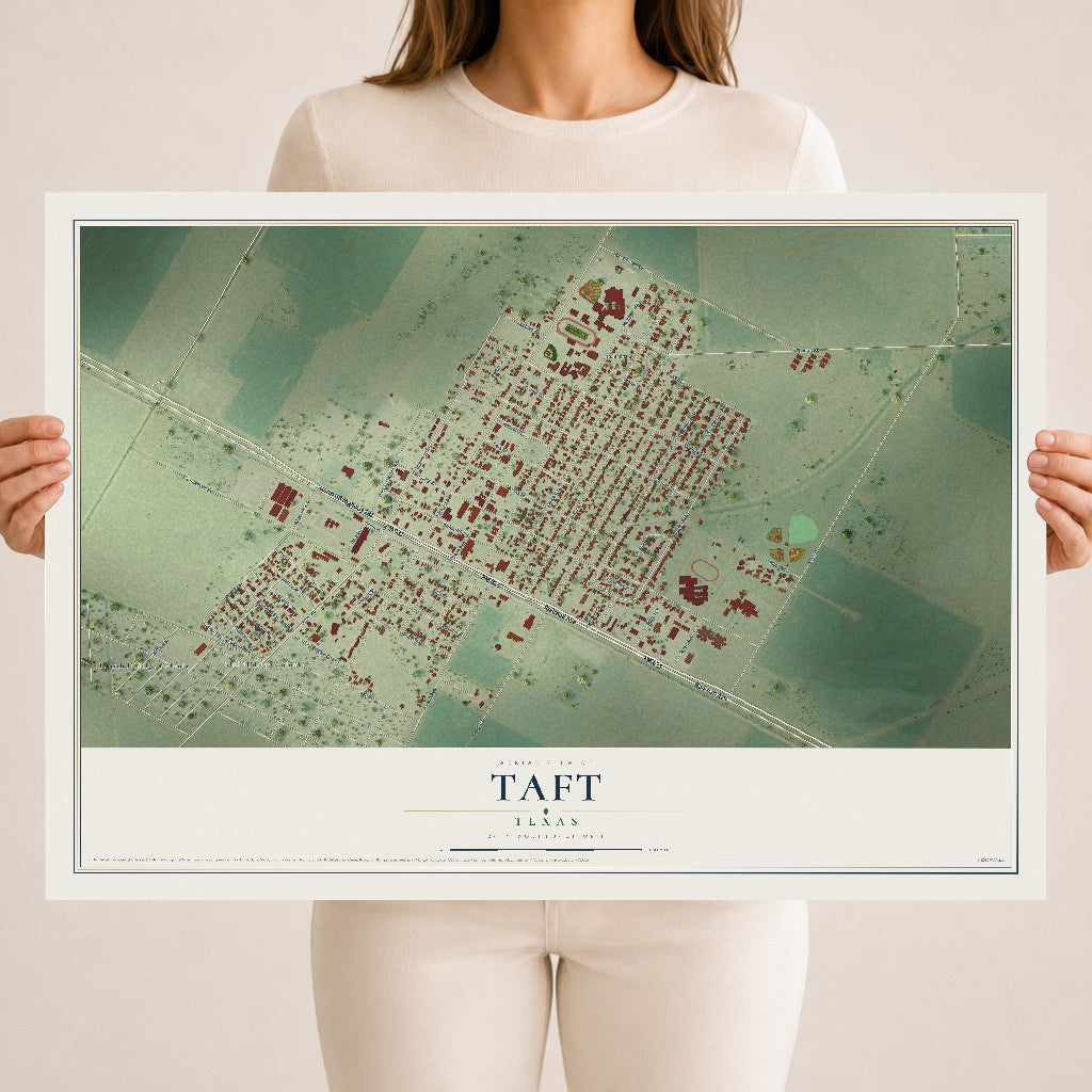 Map of Taft, Texas, 18 x 24 inch unframed archival matte print