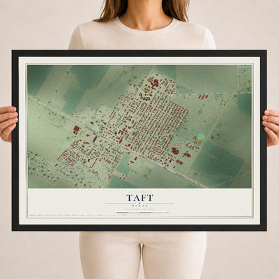 Map of Taft, Texas, 18 x 24 inch print in a black wood frame