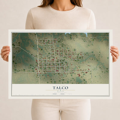 Map of Talco, Texas, 12 x 18 inch unframed archival matte print