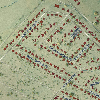 Close-up of the map of Talty, Texas print showing street and building detail