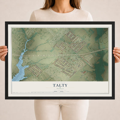Map of Talty, Texas, 18 x 24 inch print in a black wood frame