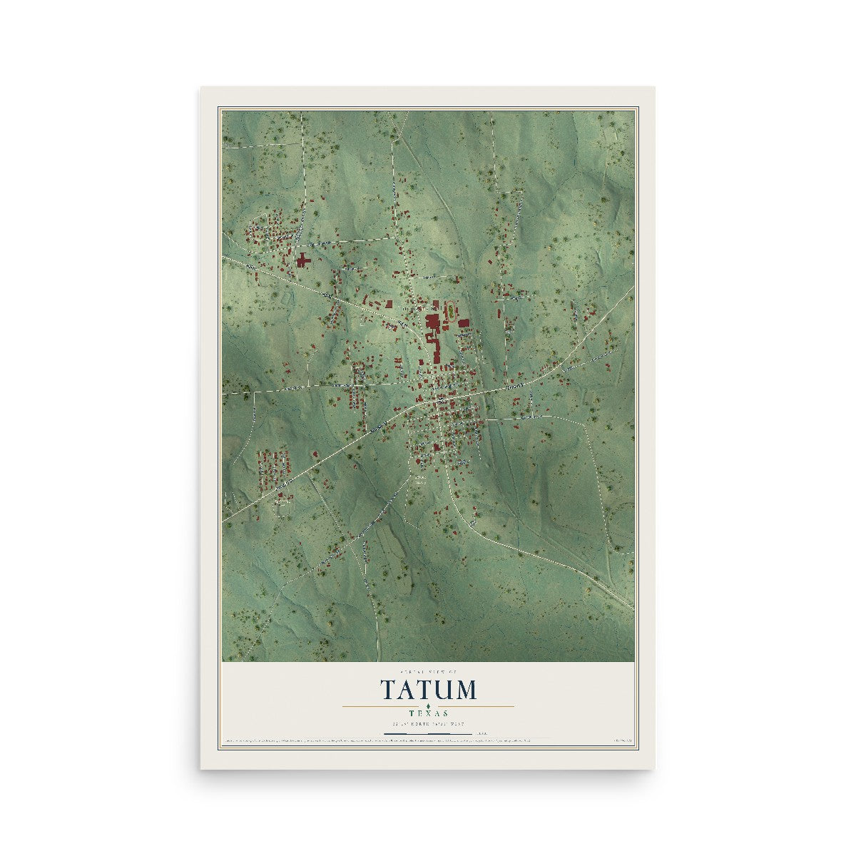 Map of Tatum, Texas, 12 x 18 inch unframed archival matte print