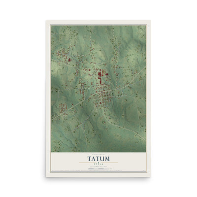 Map of Tatum, Texas, 12 x 18 inch unframed archival matte print