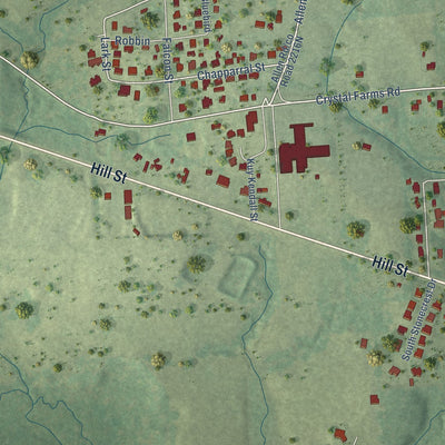 Second close-up of the map of Tatum, Texas print showing more streets and buildings