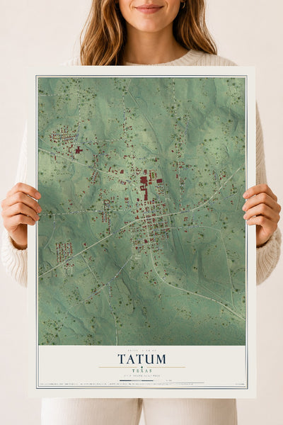 Map of Tatum, Texas, 18 x 24 inch unframed archival matte print