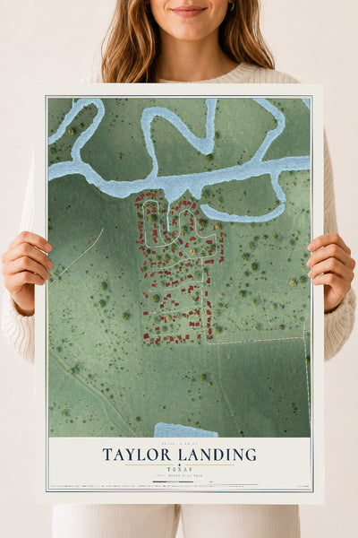 Map of Taylor Landing, Texas, 18 x 24 inch unframed archival matte print