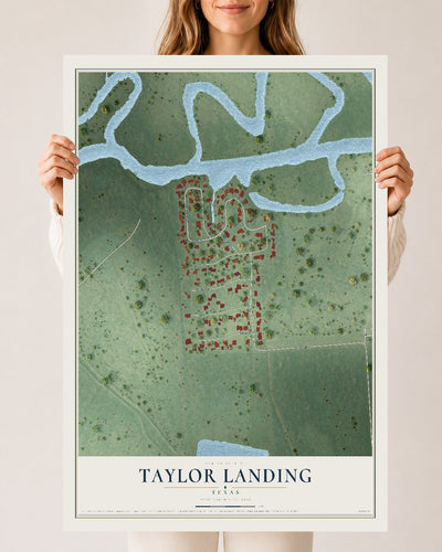 Map of Taylor Landing, Texas, 24 x 36 inch unframed archival matte print