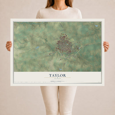 Map of Taylor, Texas, 24 x 36 inch unframed archival matte print