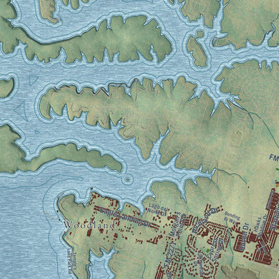 Second close-up of the map of Temple, Texas print showing more streets and buildings