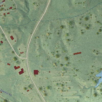Second close-up of the map of Tenaha, Texas print showing more streets and buildings