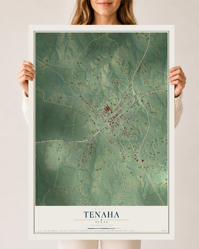 Map of Tenaha, Texas, 24 x 36 inch unframed archival matte print