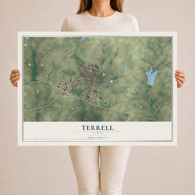 Map of Terrell, Texas, 24 x 36 inch unframed archival matte print