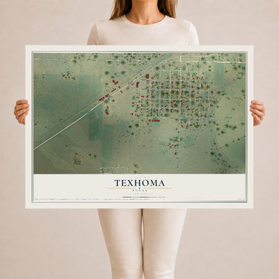 Map of Texhoma, Texas, 24 x 36 inch unframed archival matte print