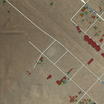 Second close-up of the map of Texline, Texas print showing more streets and buildings