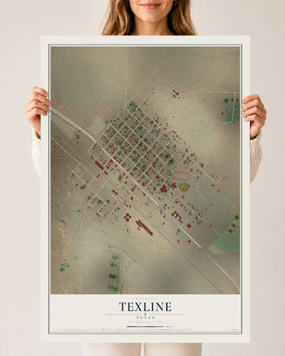 Map of Texline, Texas, 24 x 36 inch unframed archival matte print
