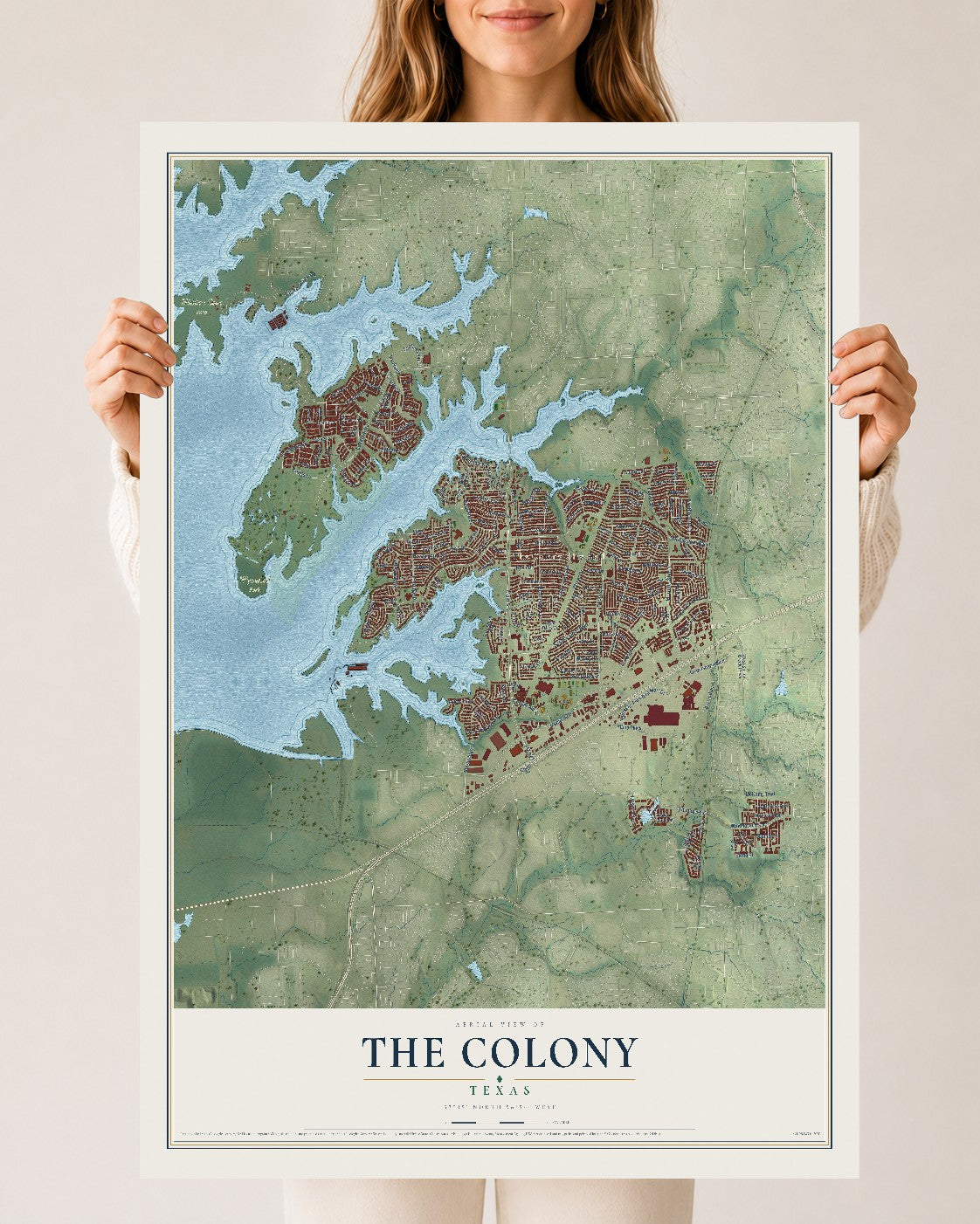 Map of The Colony, Texas, 24 x 36 inch unframed archival matte print