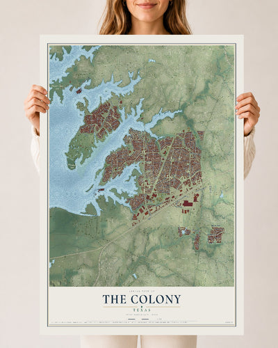 Map of The Colony, Texas, 24 x 36 inch unframed archival matte print