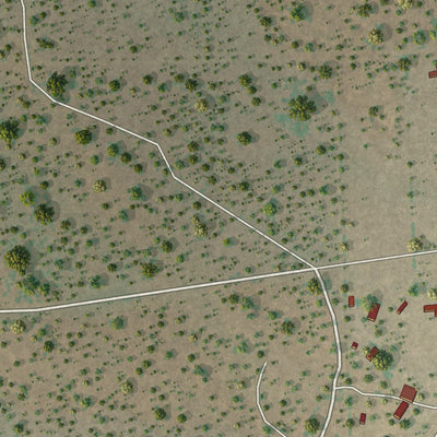 Close-up of the map of Thompsonville, Texas print showing street and building detail