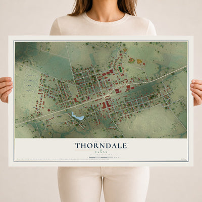 Map of Thorndale, Texas, 18 x 24 inch unframed archival matte print