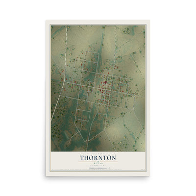 Map of Thornton, Texas, 12 x 18 inch unframed archival matte print