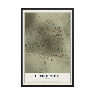 Map of Thorntonville, Texas, 12 x 18 inch print in a black wood frame
