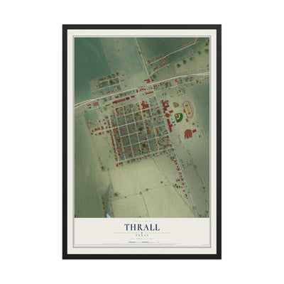 Map of Thrall, Texas, 12 x 18 inch print in a black wood frame