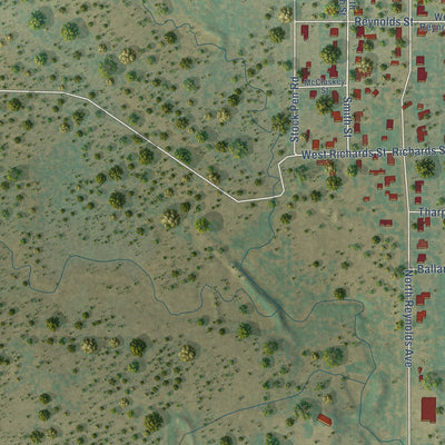 Second close-up of the map of Throckmorton, Texas print showing more streets and buildings