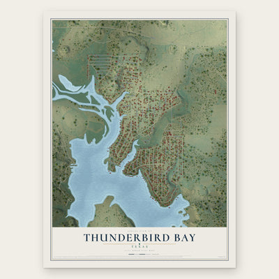 Thunderbird Bay, Texas map print, the full design