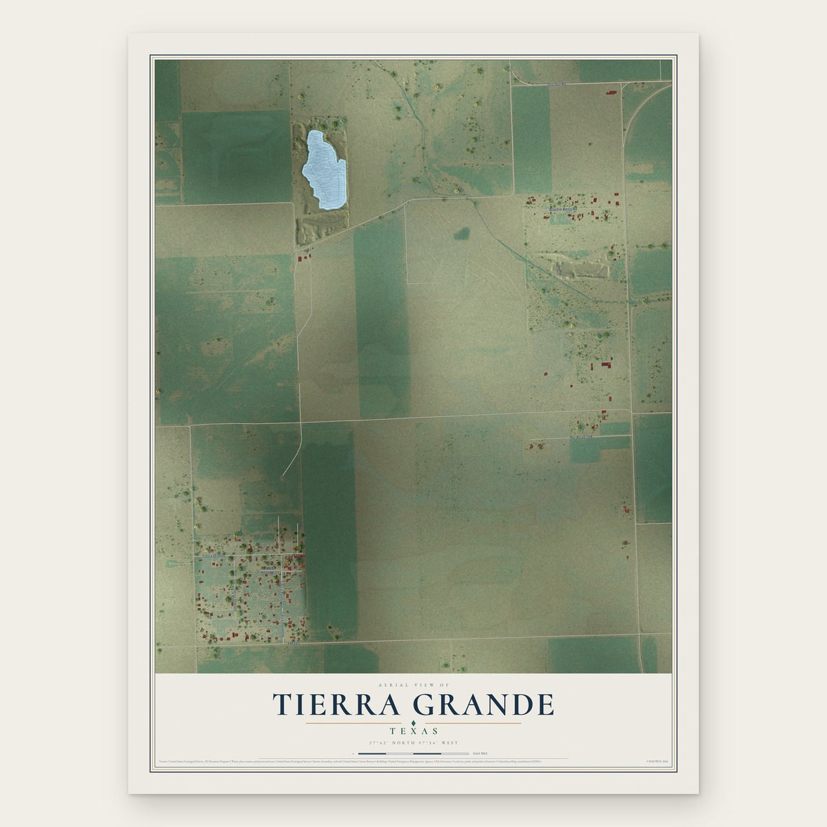 Tierra Grande, Texas map print, the full design