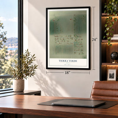 Tierra Verde, Texas map, 18 x 24 inch print in a black frame in a home office
