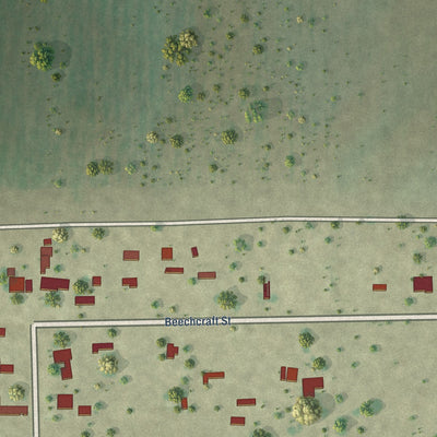 Close-up of the map of Tierra Verde, Texas print showing street and building detail