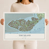 Map of Tiki Island, Texas, 12 x 18 inch unframed archival matte print