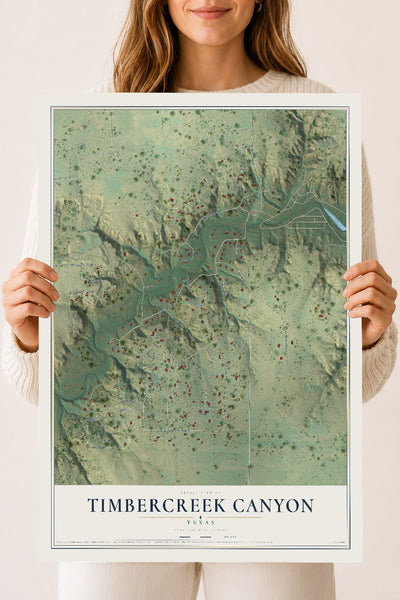 Map of Timbercreek Canyon, Texas, 18 x 24 inch unframed archival matte print