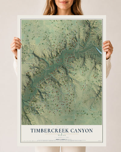 Map of Timbercreek Canyon, Texas, 24 x 36 inch unframed archival matte print