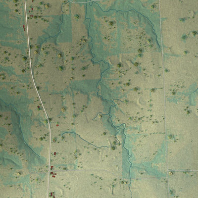 Close-up of the map of Tira, Texas print showing street and building detail