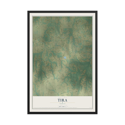 Map of Tira, Texas, 12 x 18 inch print in a black wood frame