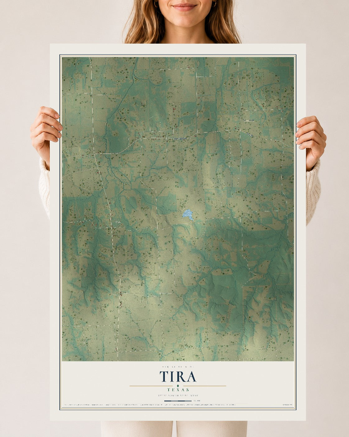 Map of Tira, Texas, 24 x 36 inch unframed archival matte print