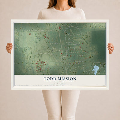 Map of Todd Mission, Texas, 24 x 36 inch unframed archival matte print