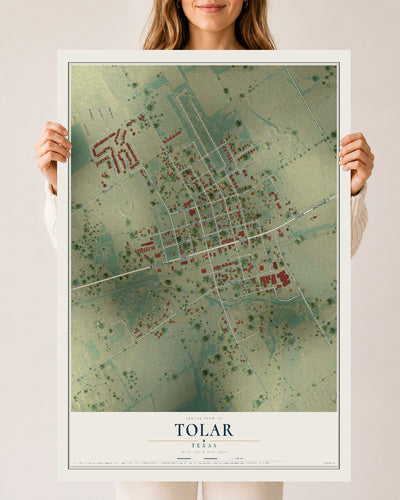 Map of Tolar, Texas, 24 x 36 inch unframed archival matte print
