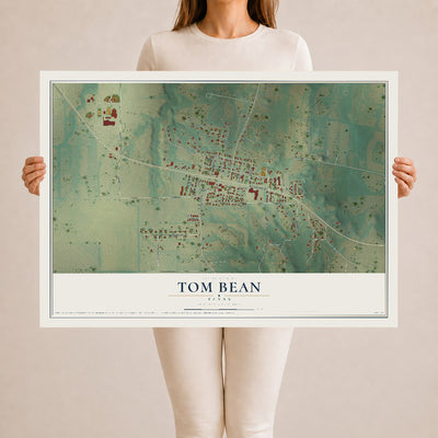 Map of Tom Bean, Texas, 24 x 36 inch unframed archival matte print