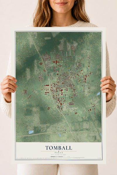 Map of Tomball, Texas, 18 x 24 inch unframed archival matte print