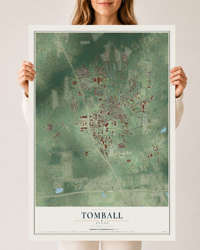 Map of Tomball, Texas, 24 x 36 inch unframed archival matte print