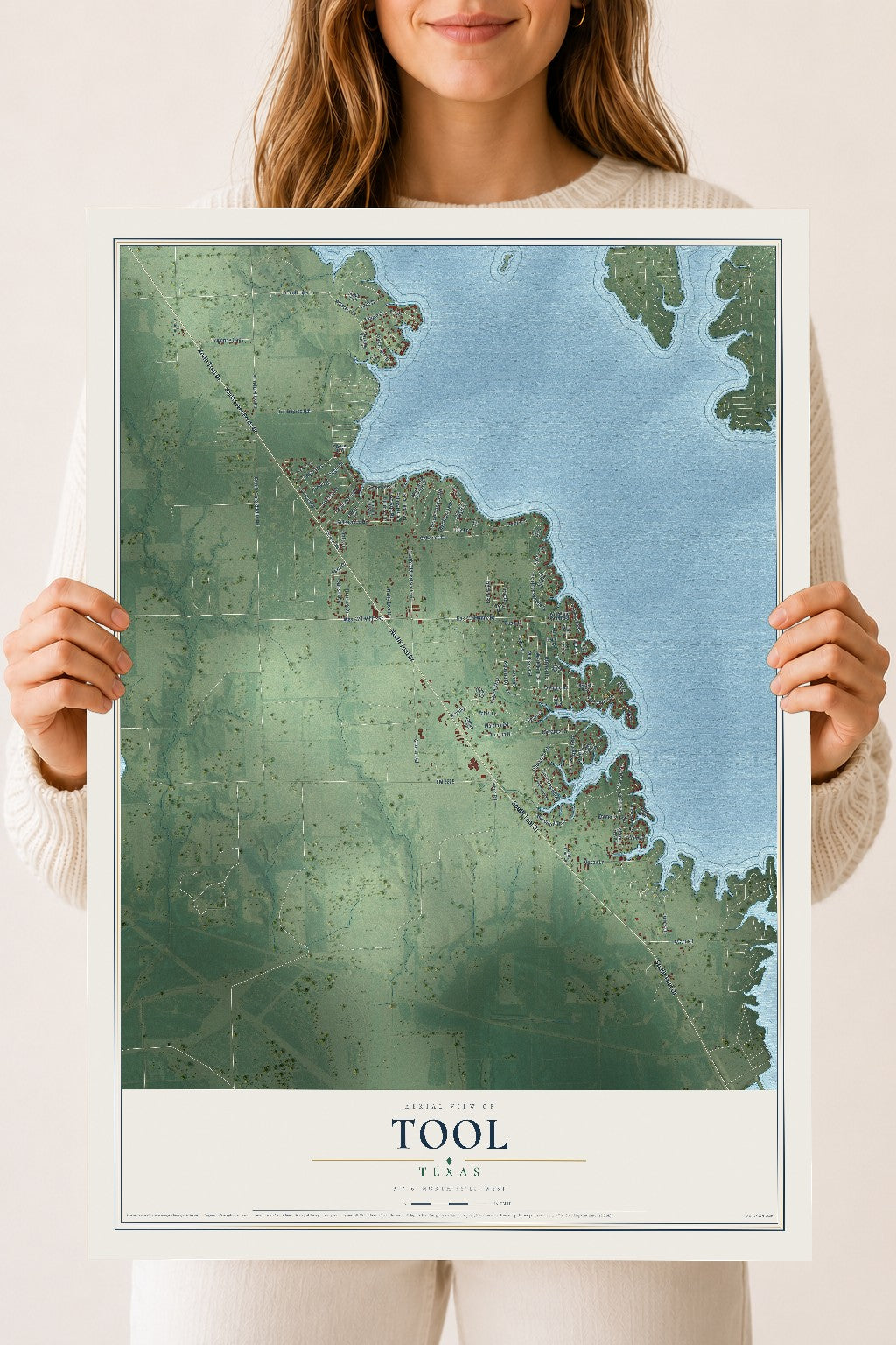 Map of Tool, Texas, 18 x 24 inch unframed archival matte print