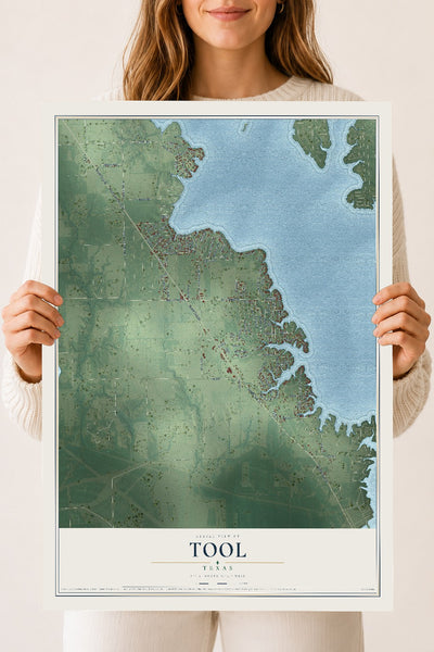 Map of Tool, Texas, 18 x 24 inch unframed archival matte print