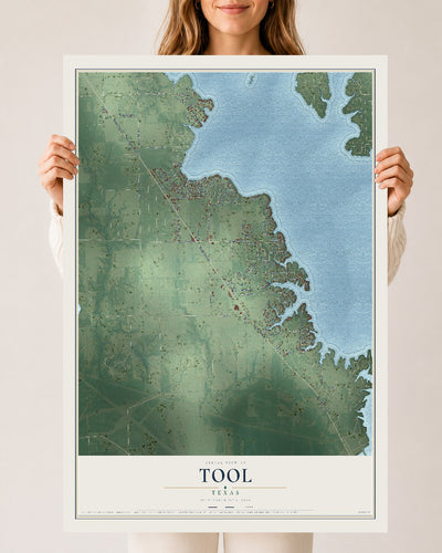 Map of Tool, Texas, 24 x 36 inch unframed archival matte print